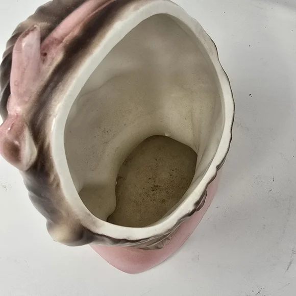 Vtg Enesco delsey girl head vase brown hair flowers 1960s ceramic - Picture 7 of 8